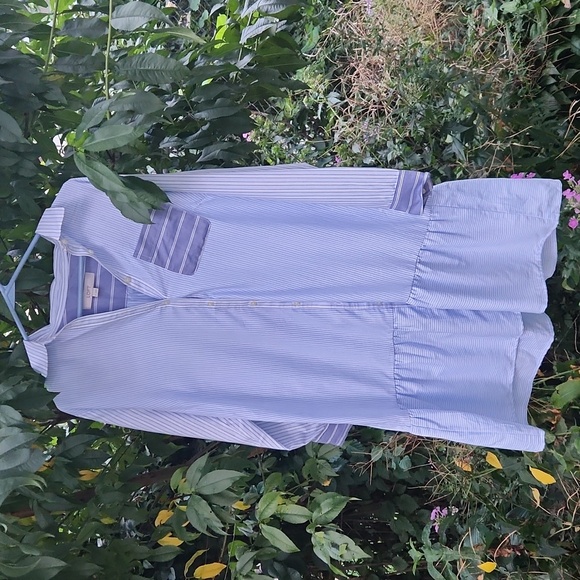 LOFT, Fall, Spring, Long Sleeve, Striped Flounce Cotton Shirtdress, Sz M. - Picture 2 of 7